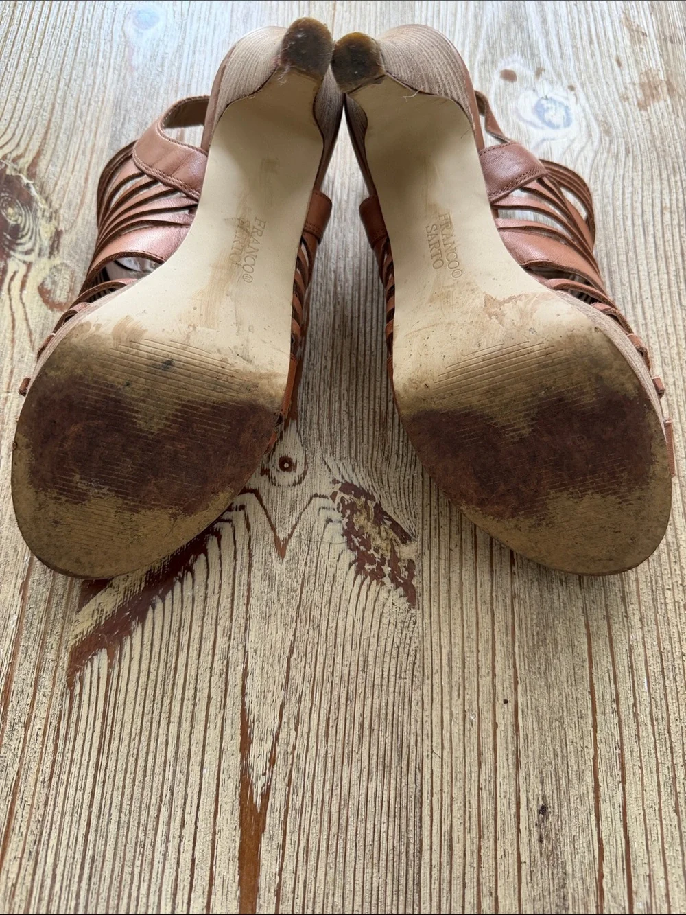Franco Sarto - Women's Tan Strappy High-Heel Sandals